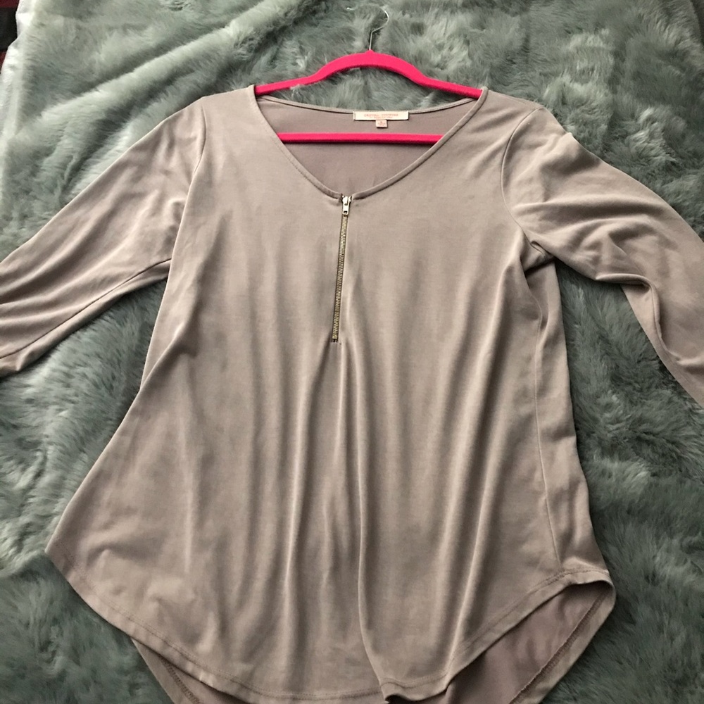 tan blouse
